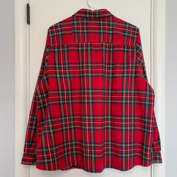 L.L. Bean Women's Plus Red Scotch Plaid Flannel Button-Front Shirt Top 2X - Picture 4 of 9